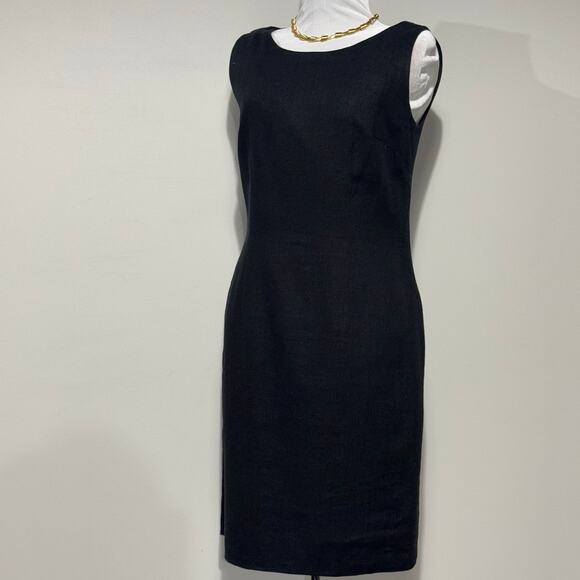 Nina Leonard LBD - Little Black Dress Linen Sheath Size 6 Sleeveless Career‎ - Picture 6 of 11